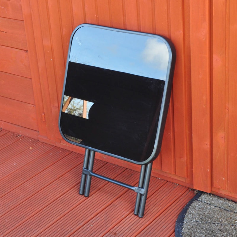 Garden Furniture Glass Top Side Table Patio Rattan Foldable Drinks Coffee Black Garden Furniture Glass Top Side Table Patio Rattan Foldable Drinks Coffee Black